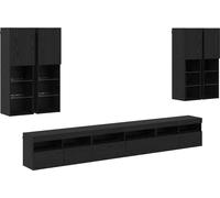 vidaXL Juego de 7 estanterías de pared para televisión, color , aspecto de roble, material de madera