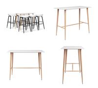 vidaXL, juego de 7 piezas en blanco – Juego de bar – Juegos de bar – Mesa de bar con taburetes – Mesas de bar con taburetes