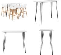 vidaXL, juego de 7 piezas en blanco – Juego de bar – Juegos de bar – Mesa de bar con taburetes – Mesas de bar con taburetes