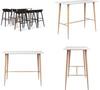vidaXL, juego de 7 piezas en blanco y : juego de bar, juegos de bar, mesa de bar con taburetes, mesas de bar con taburetes