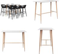 vidaXL, juego de 7 piezas en blanco y : juego de bar, juegos de bar, mesa de bar con taburetes, mesas de bar con taburetes
