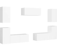 vidaXL, juego de 7 piezas para mueble de televisión, blanco, material de madera