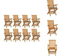 vidaXL: Juego de 8 sillas de jardín con cojines grises, fabricadas en madera de teca maciza. Sillas para jardín