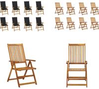 vidaXL: Juego de 8 sillas de jardín plegables con cojines, fabricadas en madera de acacia maciza. Sillas de jardín, juego de sillas, silla, sillas