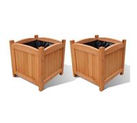 vidaXL Juego de arriates de madera 2 unidades 30x30x30 cm
