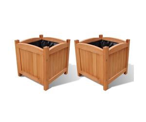 vidaXL Juego de arriates de madera 2 unidades 30x30x30 cm