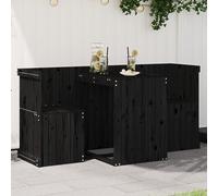vidaXL Juego de balcón 2 plazas madera maciza de pino negro