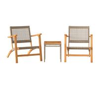 Juego De Bistró 3 Pzas Ratán Pe Beige Y Madera Maciza Acacia Vidaxl