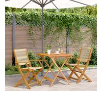 vidaXL Juego de bistro de 3 piezas polipropileno y madera maciza beige