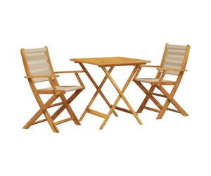 vidaXL Juego de Bistro de 3 Piezas Polipropileno y Madera Maciza Beige, Juego Bistro, Muebles de Exterior, Juego de Muebles de jardín, Juegos bistró