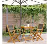 vidaXL Juego de bistro de 3 piezas polipropileno y madera maciza gris