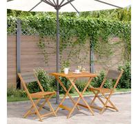 vidaXL Juego de bistro de 3 piezas polipropileno y madera maciza gris