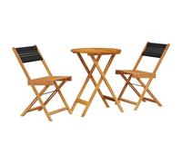 vidaXL Juego de bistro de 3 piezas polipropileno y madera maciza negro