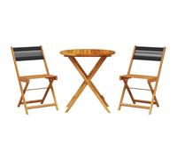vidaXL Juego de bistro de 3 piezas polipropileno y madera maciza negro