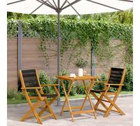 vidaXL Juego de bistro de 3 piezas polipropileno y madera maciza negro