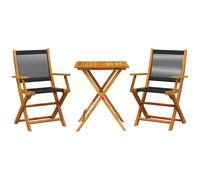 vidaXL Juego de bistro de 3 piezas polipropileno y madera maciza negro