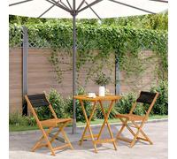 vidaXL Juego de bistro de 3 piezas polipropileno y madera maciza negro