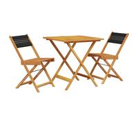 vidaXL Juego de bistro de 3 piezas polipropileno y madera maciza negro