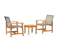 vidaXL Juego de bistro de 3 piezas ratán PE gris y madera de acacia