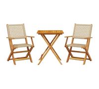 vidaXL Juego bistró 3 piezas – Ratán PE y madera maciza – Beige