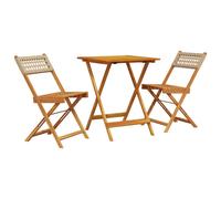 vidaXL Juego de bistro de 3 piezas ratán PE y madera maciza beige