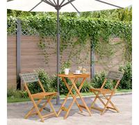vidaXL Juego de bistro de 3 piezas ratán PE y madera maciza gris