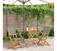 vidaXL Juego de bistro de 3 piezas ratán PE y madera maciza gris