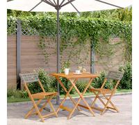 vidaXL Juego de bistro de 3 piezas ratán PE y madera maciza gris