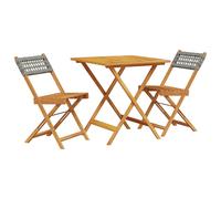vidaXL Juego de bistro de 3 piezas ratán PE y madera maciza gris