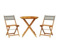 vidaXL Juego de bistro de 3 piezas ratán PE y madera maciza gris