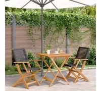 vidaXL Juego de bistro de 3 piezas ratán PE y madera maciza negro