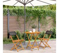 vidaXL Juego de bistro de 3 piezas ratán PE y madera maciza negro