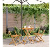 vidaXL Juego de bistro de 3 piezas ratán PE y madera maciza negro