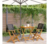 vidaXL Juego de bistro de 3 piezas ratán PE y madera maciza negro