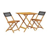 vidaXL Juego de bistro de 3 piezas ratán PE y madera maciza negro