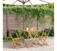 vidaXL Juego de bistro de 3 piezas ratán PE y madera maciza negro