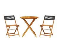vidaXL Juego de bistro de 3 piezas ratán PE y madera maciza negro