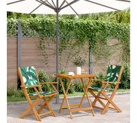 vidaXL Juego de bistro de 3 piezas tela madera maciza estampado hojas
