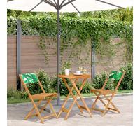 vidaXL Juego de bistro de 3 piezas tela madera maciza estampado hojas