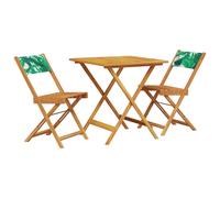 vidaXL Juego de bistro de 3 piezas tela madera maciza estampado hojas