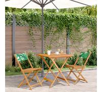 vidaXL Juego de bistro de 3 piezas tela madera maciza estampado hojas