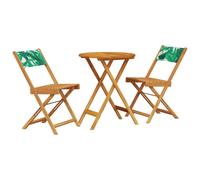 vidaXL Juego de bistro de 3 piezas tela madera maciza estampado hojas