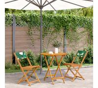 vidaXL Juego de bistro de 3 piezas tela madera maciza estampado hojas