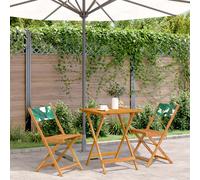vidaXL Juego de bistro de 3 piezas tela madera maciza estampado hojas