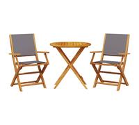 vidaXL Juego de bistro de 3 piezas tela y madera maciza antracita