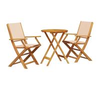 vidaXL Juego de bistro de 3 piezas tela y madera maciza bej