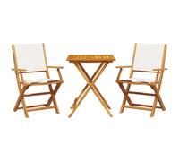 vidaXL Juego de bistro de 3 piezas tela y madera maciza blanco crema