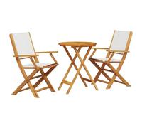 vidaXL Juego de Bistro de 3 Piezas Tela y Madera Maciza Blanco Crema, Juego Bistro, Muebles de Exterior, Juego de Muebles de jardín, Juegos bistró