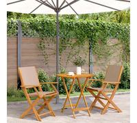 vidaXL Juego de bistro de 3 piezas tela y madera maciza taupe