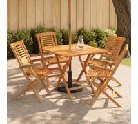 vidaXL Juego de Bistro de jardín Plegable de 5 Piezas Natural